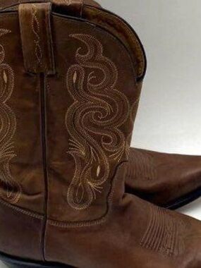 Tony Lama Brown Western Embroidered Cowgirl Heeled Boots